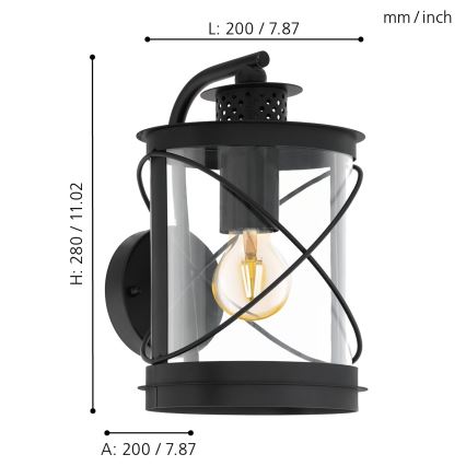 Eglo - Luminaire extérieur 1xE27/60W/230V IP44