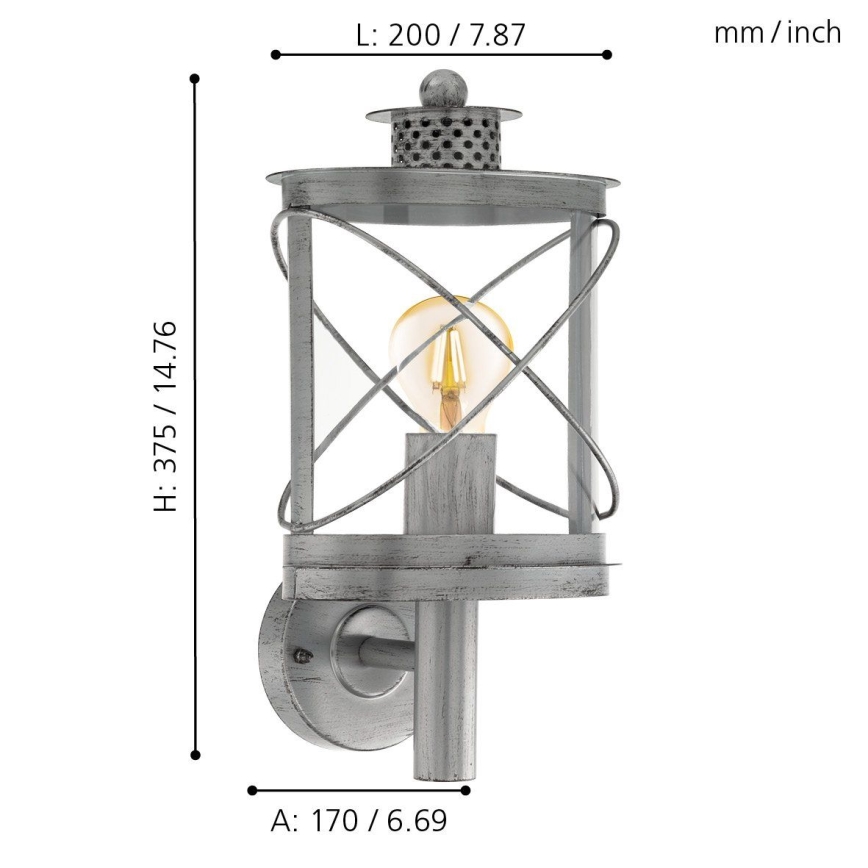 Eglo 94865 - Luminaire d'extérieur HILBURN 1xE27/60W/230V IP44