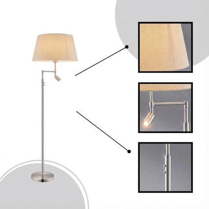 Eglo - Lampada da terra 1xE27/60W + LED/2,1W