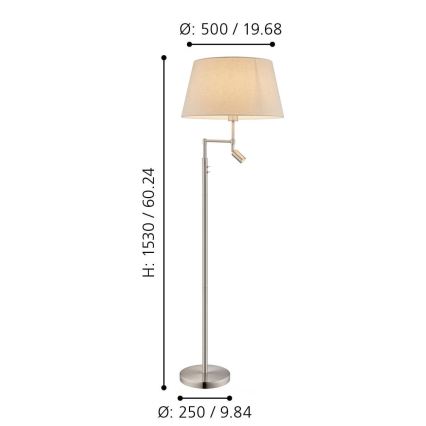 Eglo - Stehleuchte 1xE27/60W + LED/2,1W