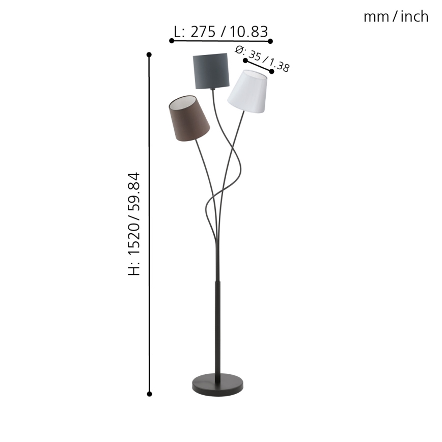 Eglo - Lampada da terra 3xE14/40W/230V