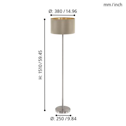 Eglo - Lampadaire 1xE27/60W/230V taupe