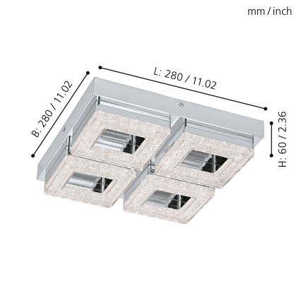 Eglo - Plafoniera LED di cristallo 4xLED/4W/230V
