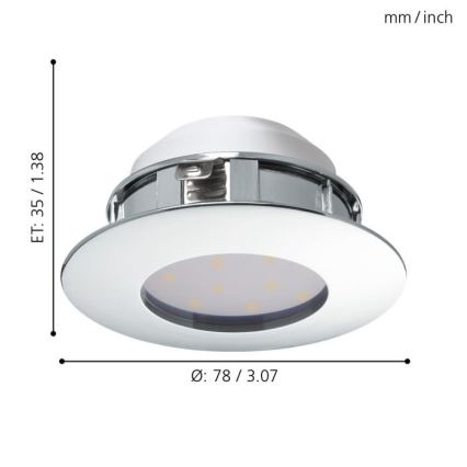 Eglo - PACK 3x Luminaire LED encastrable PINEDA 1xLED/4,9W/230V