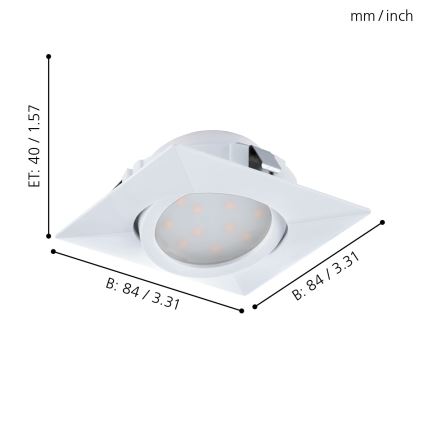 Eglo - PACK 3x Luminaire LED encastrable PINEDA 1xLED/4,9W/230V