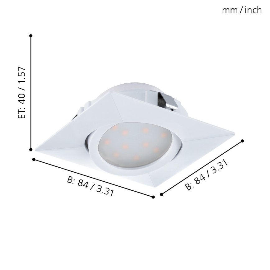 Eglo - PACK 3x Luminaire LED encastrable PINEDA 1xLED/4,9W/230V