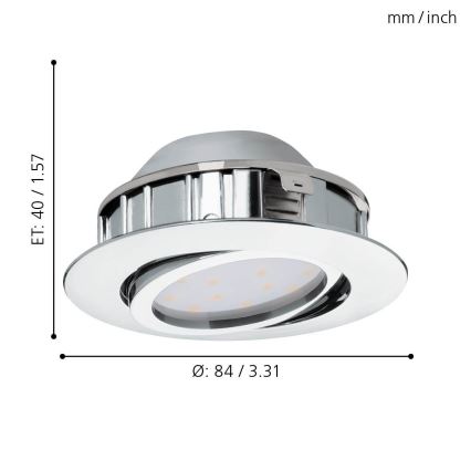 Eglo - 3er-Set dimmbare LED-Einbauleuchten PINEDA, 5,5 W / 230 V