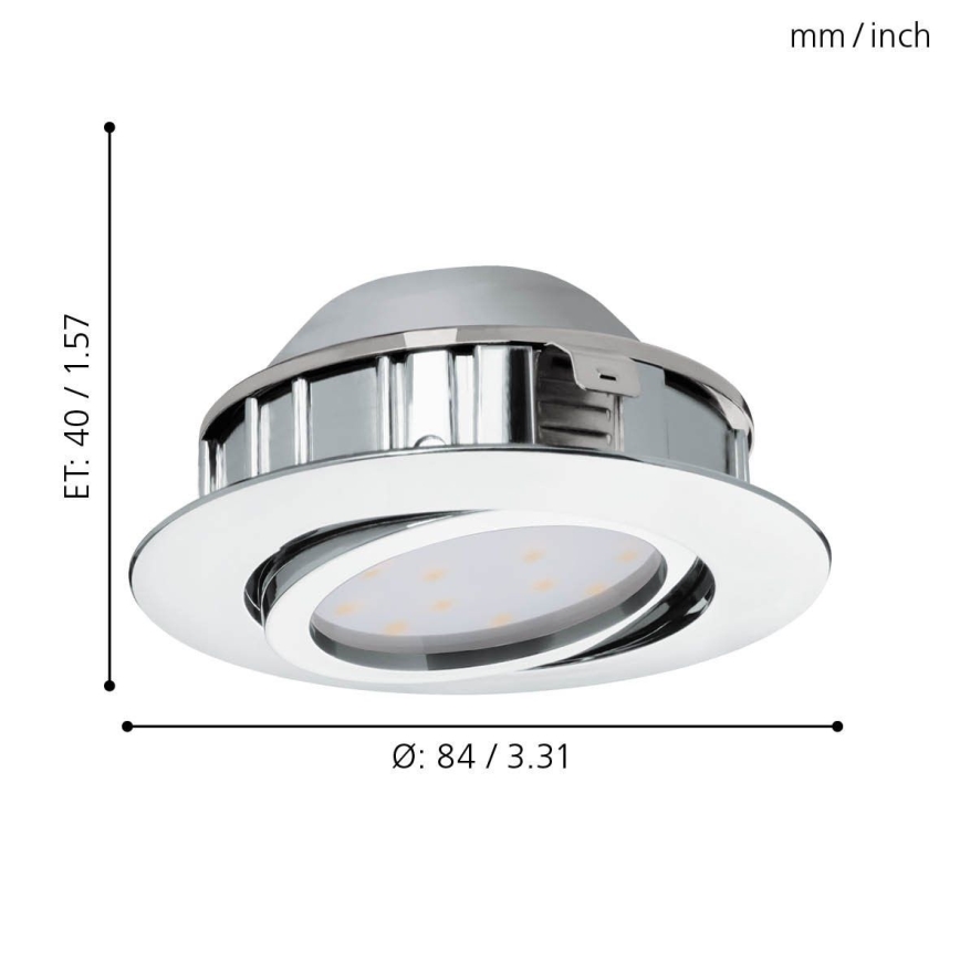 Eglo - 3er-Set dimmbare LED-Einbauleuchten PINEDA, 5,5 W / 230 V