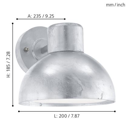 Eglo 96206 - Außenwandleuchte ENTRIMO 1xE27/60W IP44