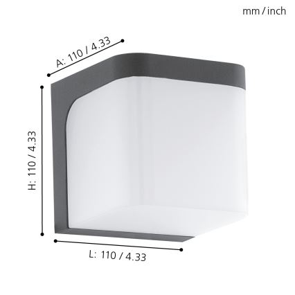 Eglo - Applique murale extérieure LED/4,9W/230V IP44