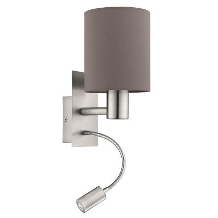 Eglo - Luminaire flexible 1xE27/40W+LED/3,8W gris