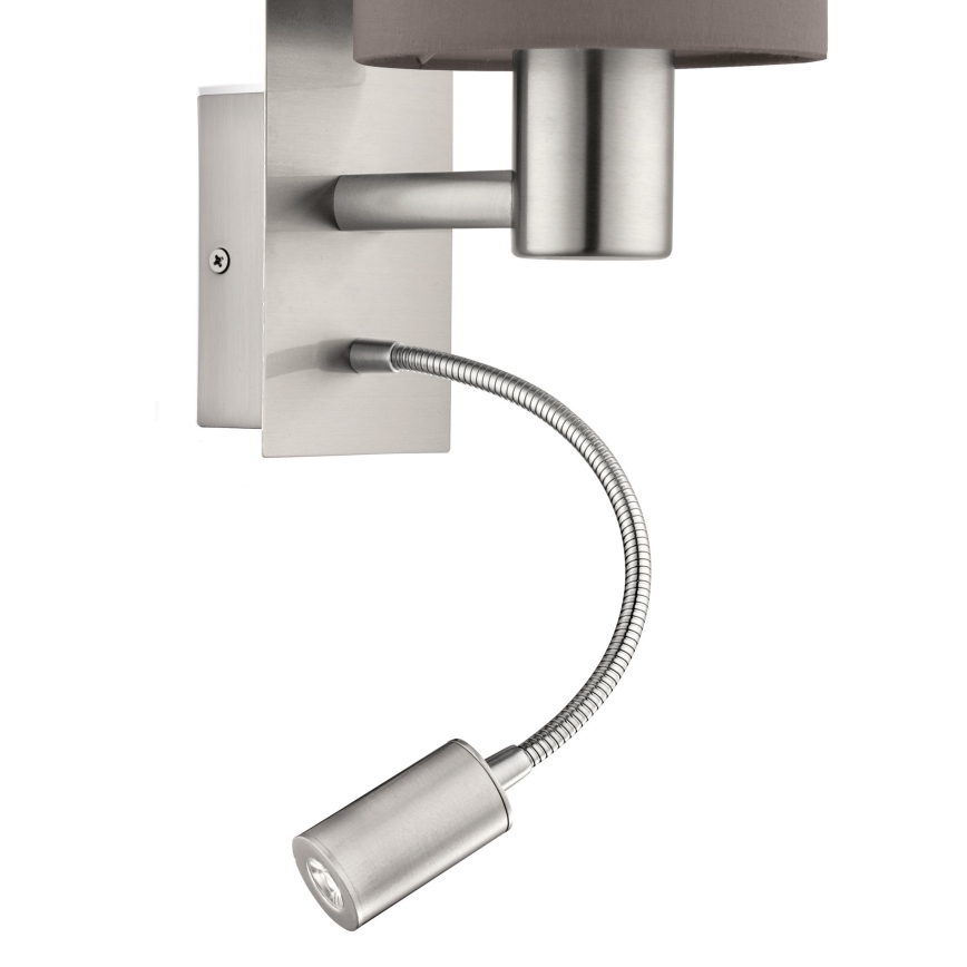 Eglo - Luminaire flexible 1xE27/40W+LED/3,8W gris