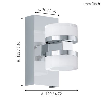 Eglo - Dimmbare LED-Wandleuchte für das Badezimmer  2xLED/7,2W/ IP44