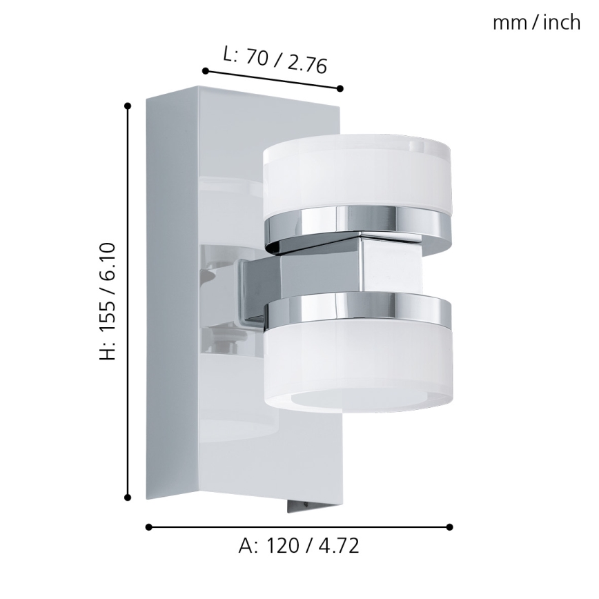 Eglo - Dimmbare LED-Wandleuchte für das Badezimmer  2xLED/7,2W/ IP44