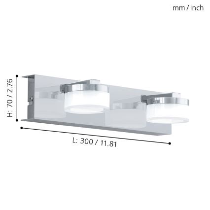 Eglo - à intensité variable applique murale salle de bain 2xLED/7,2W/ IP44