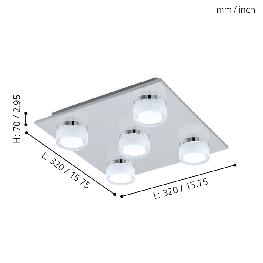 Eglo - Dimmbare LED-Deckenleuchte für das Badezimmer 5xLED/7,2W/ IP44