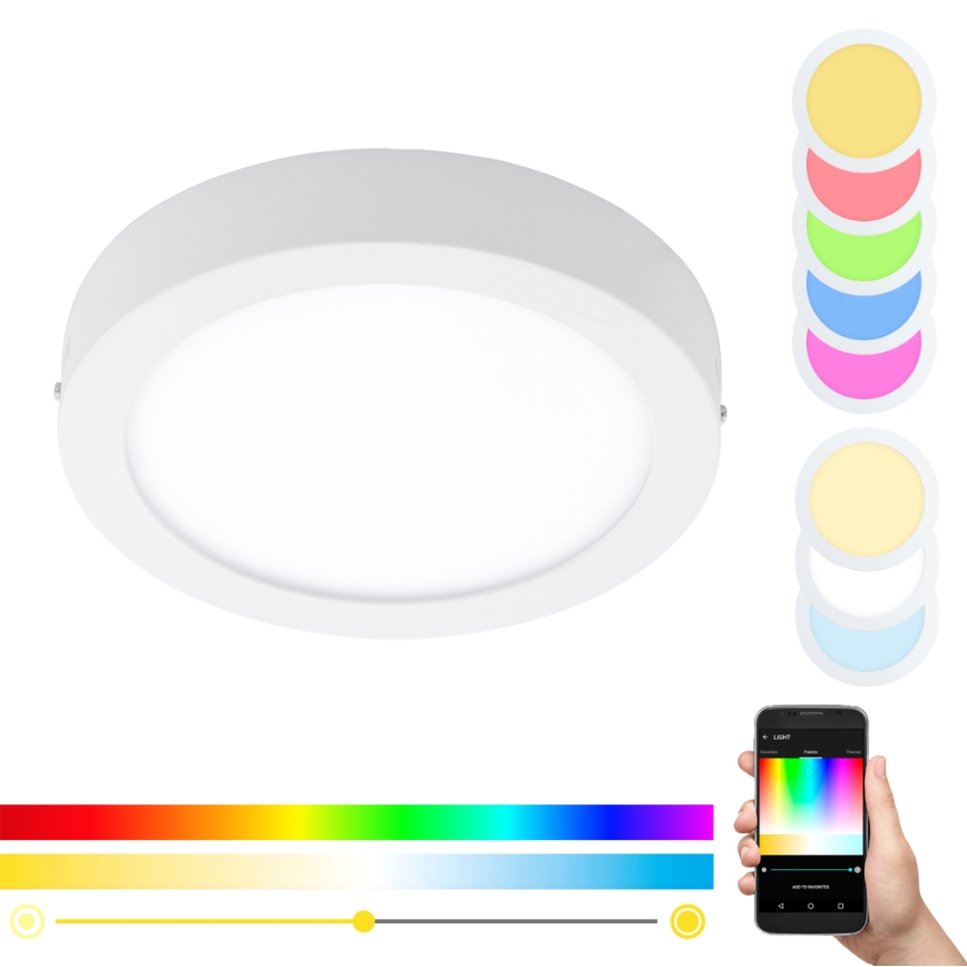 Eglo - Plafoniera LED RGBW dimmerabile FUEVA-C LED/15,6W/230V Bluetooth Ø 22,5 cm