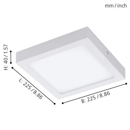 Eglo - LED RGBW dimmbare Deckenleuchte FUEVA-C LED/15,6W/230V Bluetooth 22,5x22,5 cm