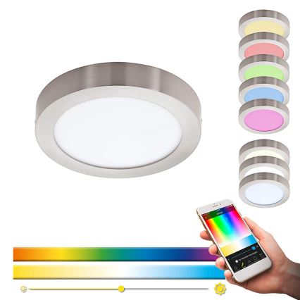 Eglo - Plafoniera LED RGBW dimmerabile FUEVA-C LED/15,6W/230V Bluetooth Ø 22,5 cm