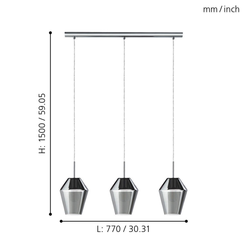 Eglo 96774 - Suspension sur câble MURMILLO 3xE27/28W/230V