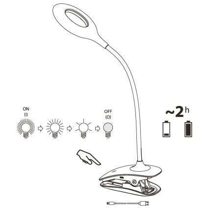 Eglo – dimmbare LED-Klemmleuchte LED/3W/5V 500 mAh weiß