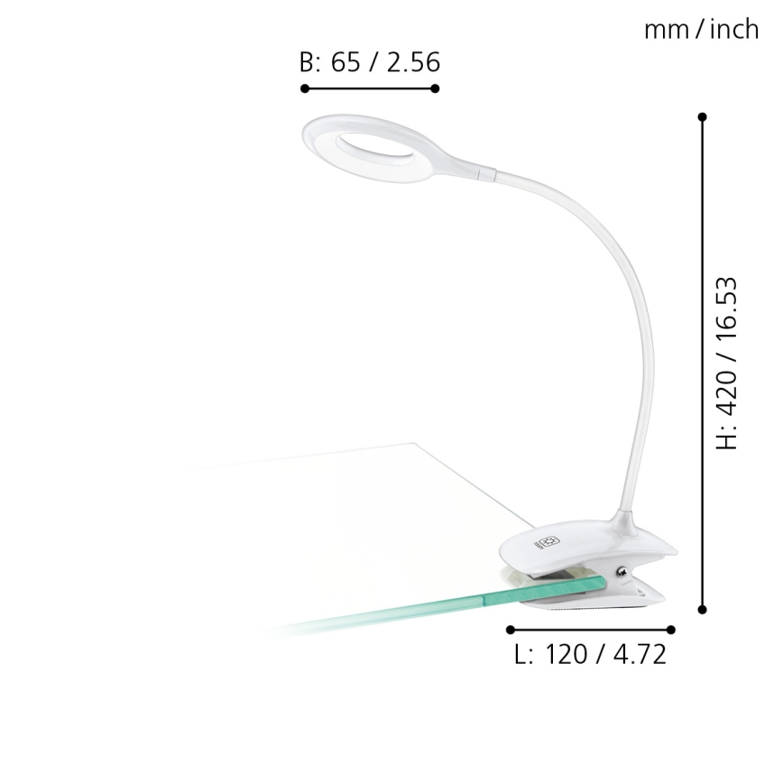 Eglo – dimmbare LED-Klemmleuchte LED/3W/5V 500 mAh weiß