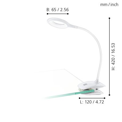 Eglo - Lampe à intensité variable à pince 1xLED/3W/230V blanc