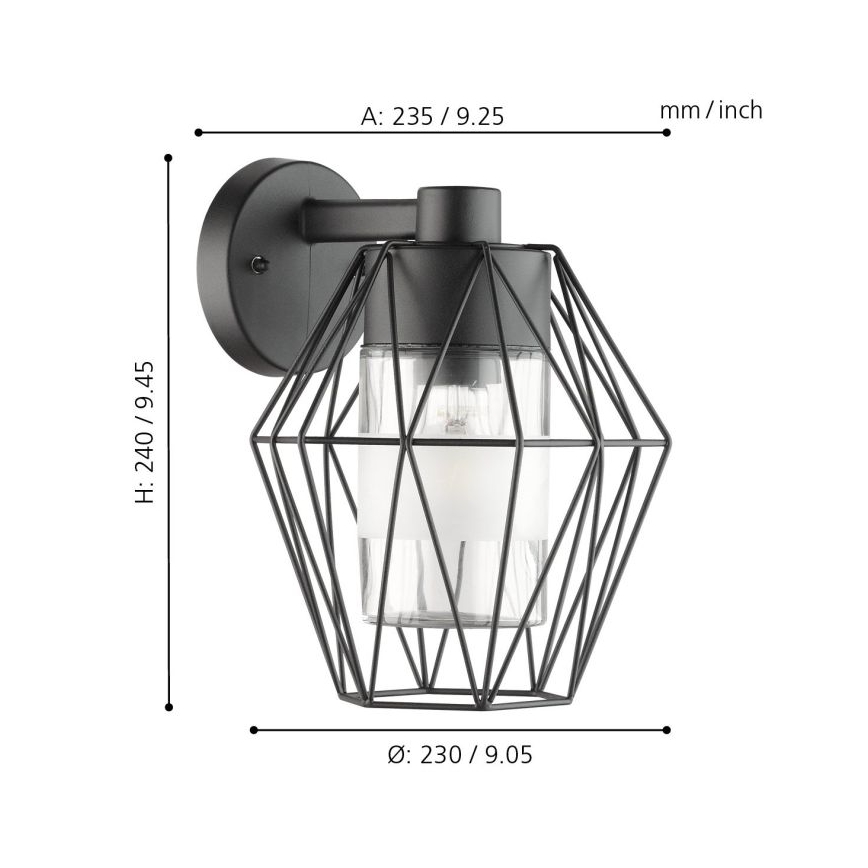 Eglo - Applique murale extérieure 1xE27/60W/230V IP44