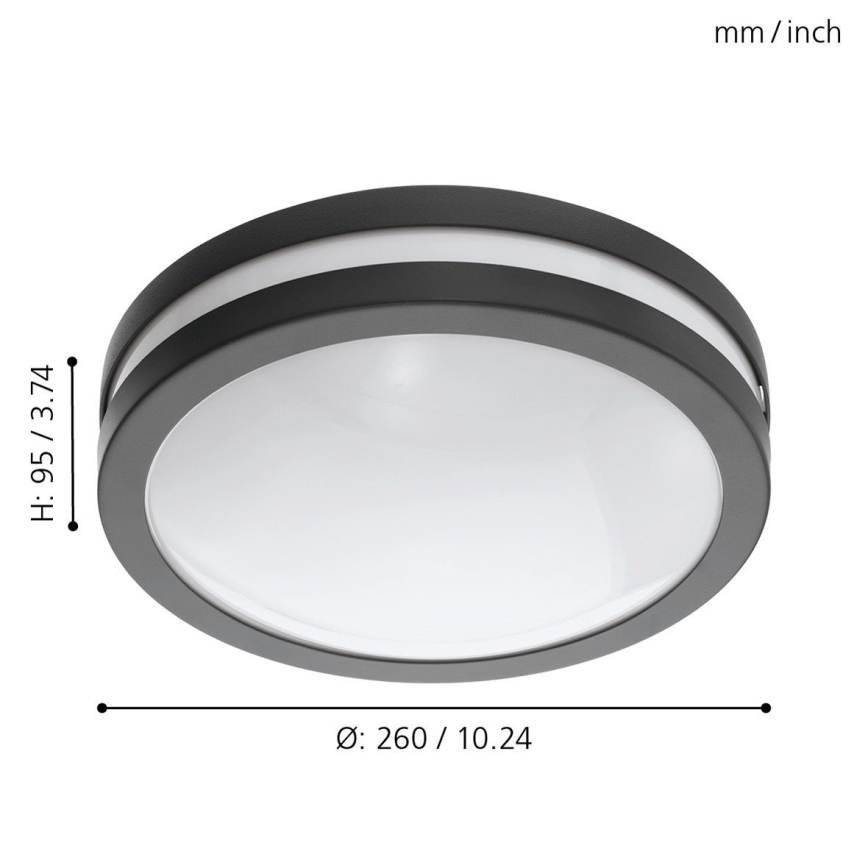 Eglo 97237 - Plafonnier LED dimmable pour salle de bains LOCANA-C LED/14W/230V IP44 anthracite