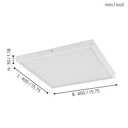 Eglo - Plafonnier LED 1xLED/25W/230V, blanc, carré, 2500 lm, 40x40 cm