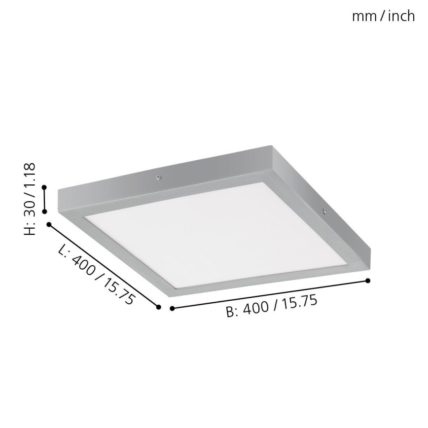 Eglo - Plafoniera LED 1xLED/25W/230V argento squadrato
