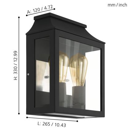 Eglo - Applique da esterno 2xE27/60W/230V