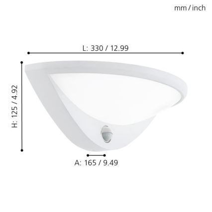Eglo 97311 - Luminaire d'extérieur LED avec détecteur BELCREDA 1xLED/9,3W/230V IP44