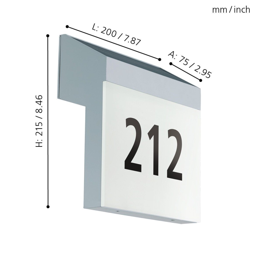 Eglo - Numéro de maison solaire LED/2W/3,7V IP44