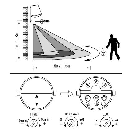 Eglo 97453 - Lampada da parete per esterni con sensore CALDIERO 1xE27/10W/230V IP44