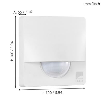 Eglo - Détecteur de mouvement extérieur 1m blanc IP44