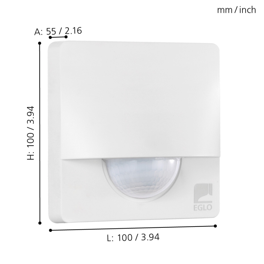 Eglo - Sensore per esterni di movimento e crepuscolare 1m bianco IP44
