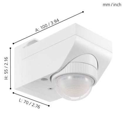 Eglo 97466 - Détecteur de mouvement extérieur DETECT ME 4, portée 12 m, blanc, IP44