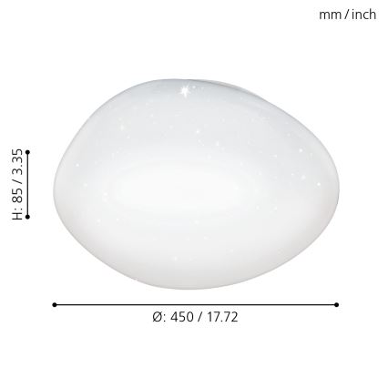 Eglo - Dimmbare LED-Deckenleuchte, 21 W, 230 V, Ø 45 cm, mit Fernbedienung