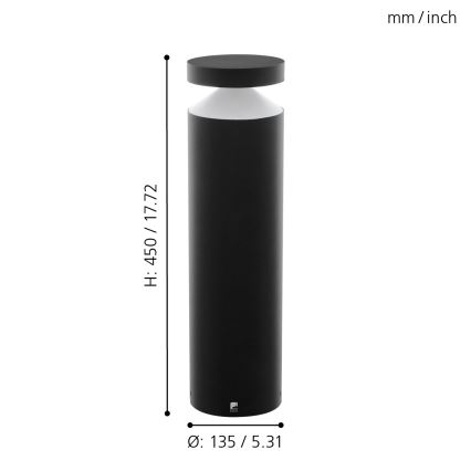 Eglo - Lampada da esterno LED/11W/230V nera 450 mm IP65