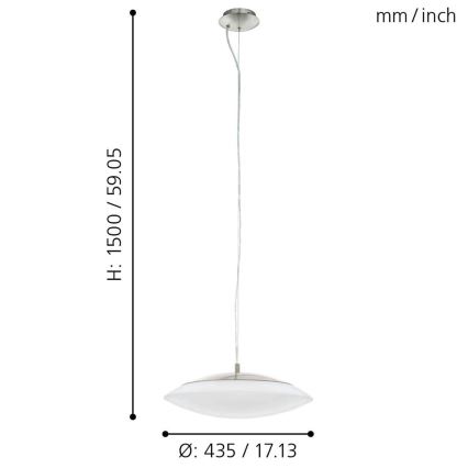 Eglo 97812 - Lampadario a sospensione LED RGB dimmerabile con cavo FRATTINA-C LED/27W/230V