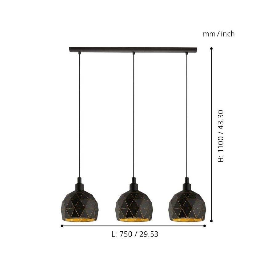 Eglo - Lampadario a sospensione con filo 3xE14/40W/230V
