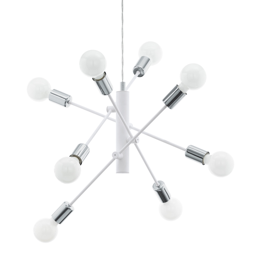 Eglo - Lampadario a sospensione con filo 8xE27/60W/230V bianco