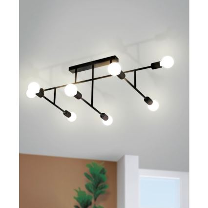Eglo - Lampadario fisso 8xE27/40W/230V nero