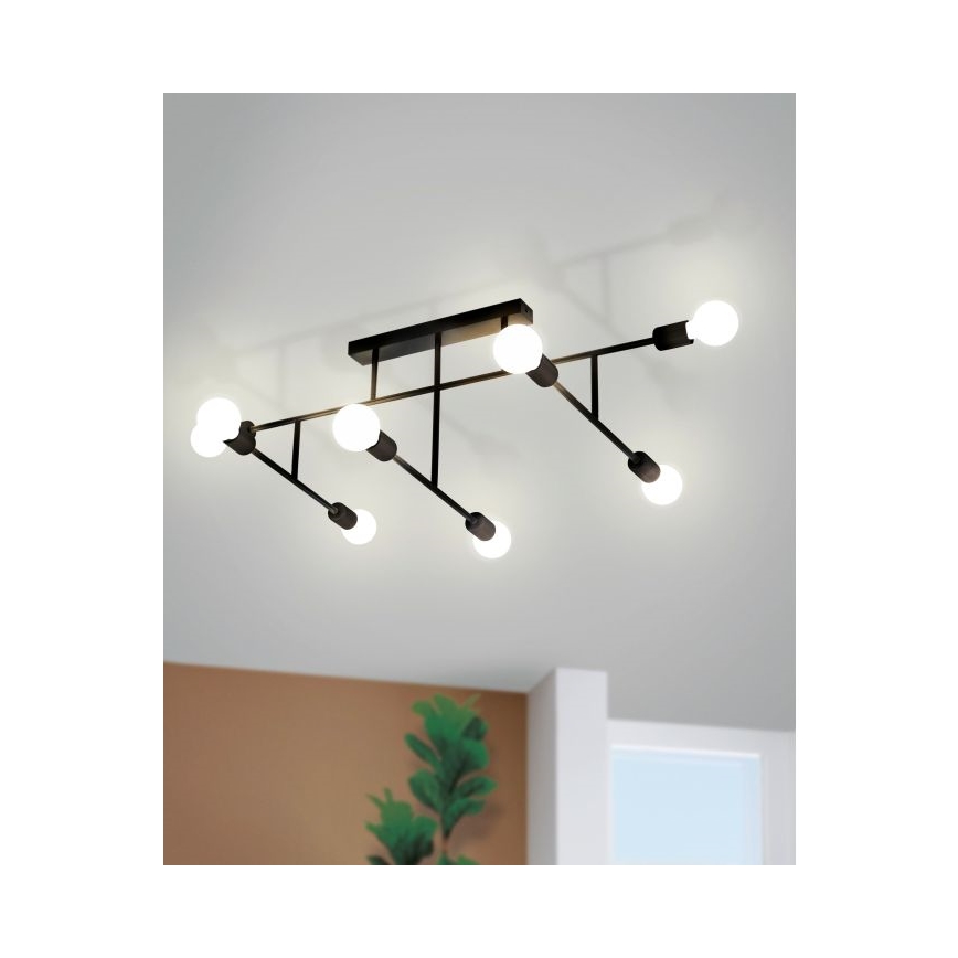 Eglo - Lampadario fisso 8xE27/40W/230V nero