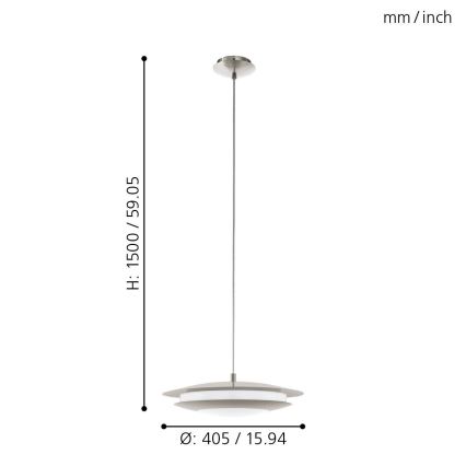 Eglo 98043 - LED RGBW Lampadario dimmerabile a sospensione con filo MONEVA LED/18W/230V