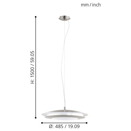 Eglo - Lampadario LED RGB dimmerabile a sospensione con filo MONEVA-C LED/27W/230V