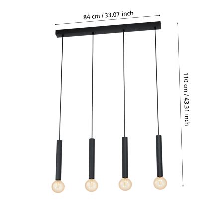 Eglo - Lampadario a sospensione con filo 4xE27/60W/230V