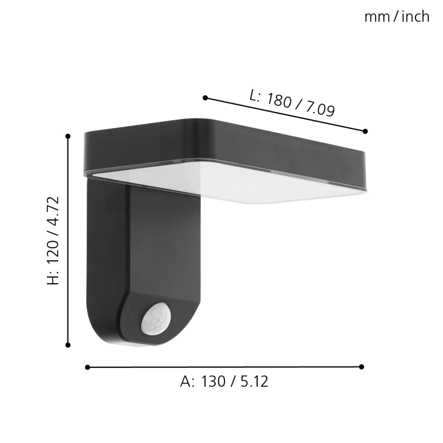 Eglo - Applique murale solaire LED avec détecteur LED/4,5W/3,7V IP44