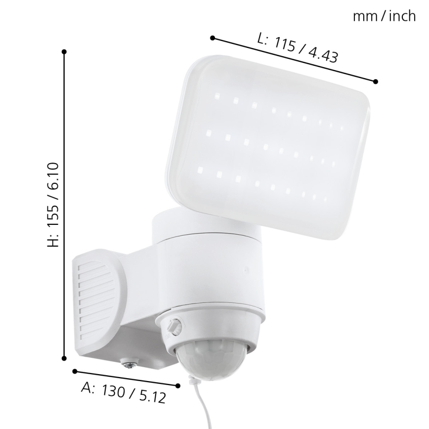 Eglo - Applique solare a LED da parete con sensore, 3,7 V 1800 mAh, IP44